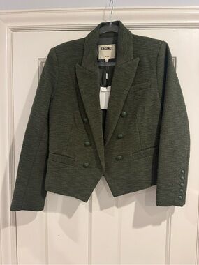L'AGENCE Olive Green Textured Blazer